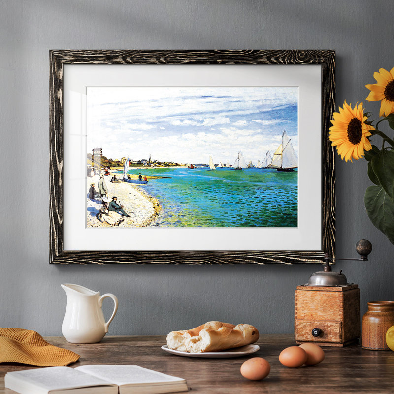 Régate à Sainte-Adresse de Claude Monet - Reproduction d'art, encadrée sous verre acrylique, grand format, idéale pour le salon