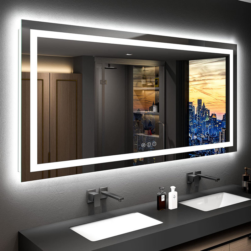Miroir de salle de bain sans cadre Akilan, 72" x 36"