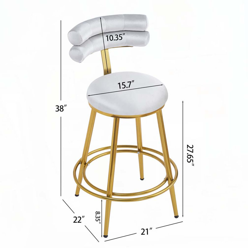 Tabouret de bar 27,65 po avec cadre en fer, Gris clair