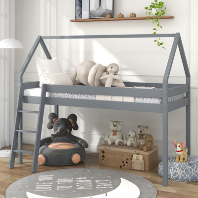 Baur Loft Bed House Beds with Built-in Ladder Included