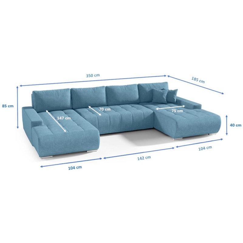Haussman Corner Sofa Bed, Blue