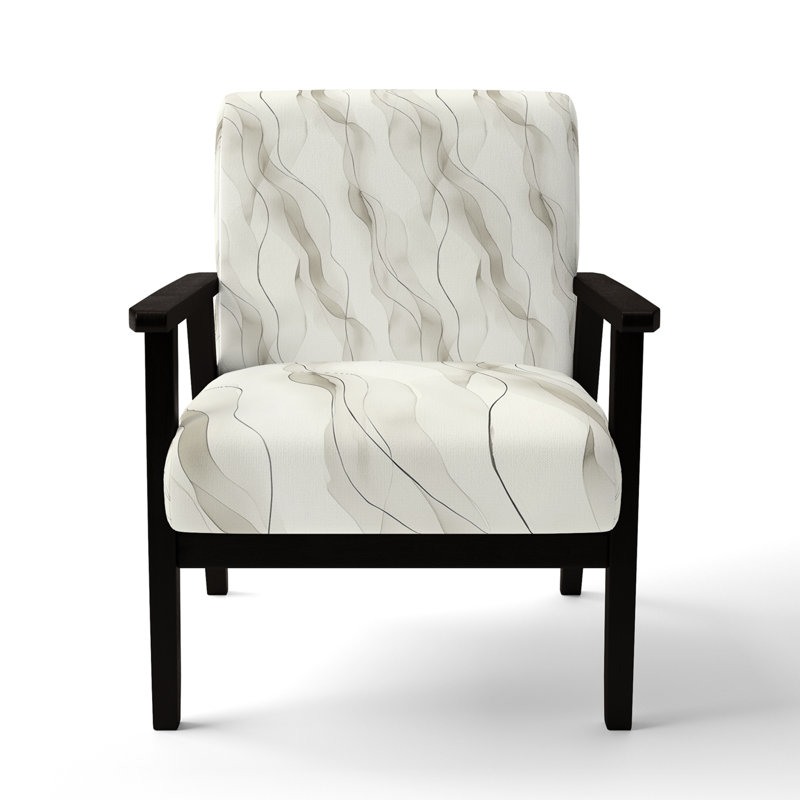 Fauteuil décoratif abstrait - Fauteuil gris Quiet Lines, Accoudoirs carrés noirs