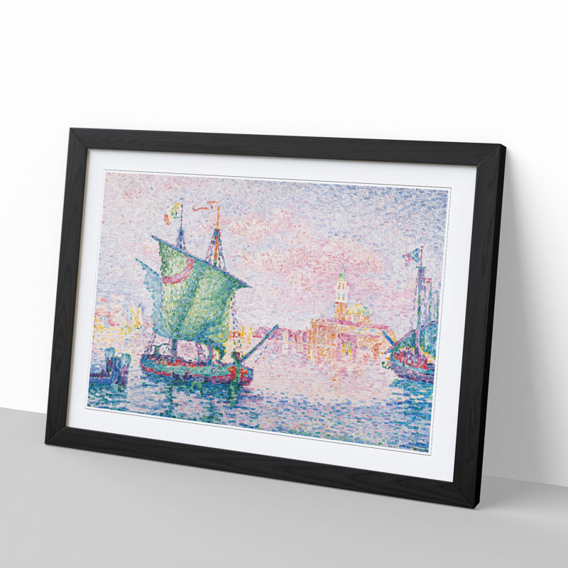 The Pink Cloud in Venice by Paul Signac - Picture Frame Painting, Black Framed, 27cm H x 36cm W x 2cm D