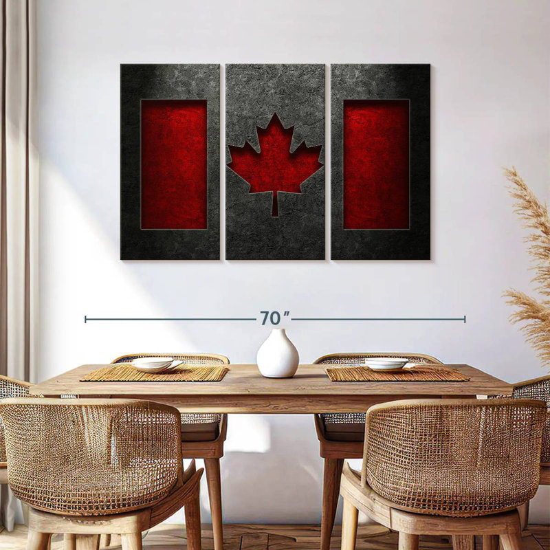 Borges Canadian Flag Stone Texture, 36" H x 57" W