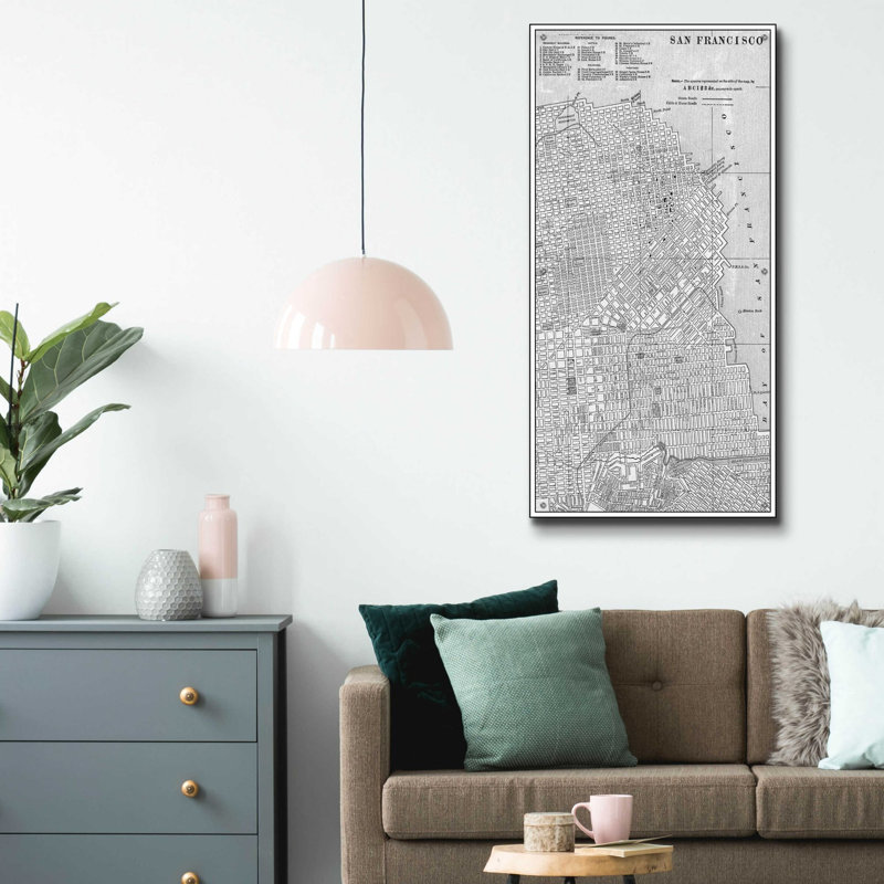 «Tinted Map of San Fransisco» par Vision Studio, art mural en verre acrylique, H 48 po x l 24 po