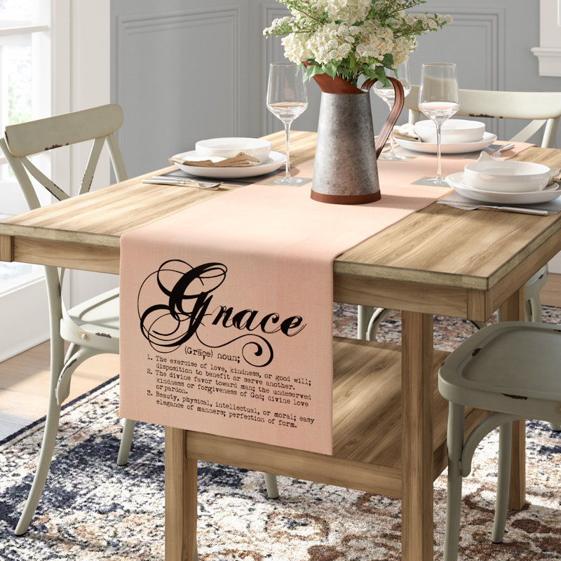 Arguello Grace Burlap Table Runner, Black