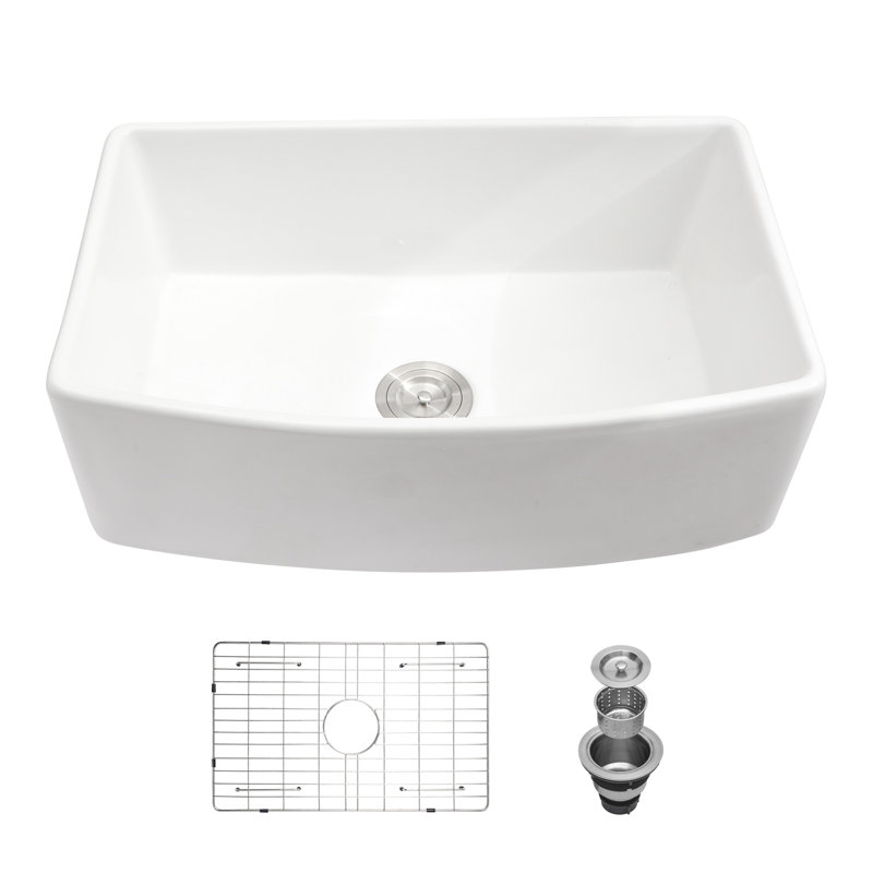 Évier de cuisine en céramique durable avec bord arqué élégant pour une cuisine élégante