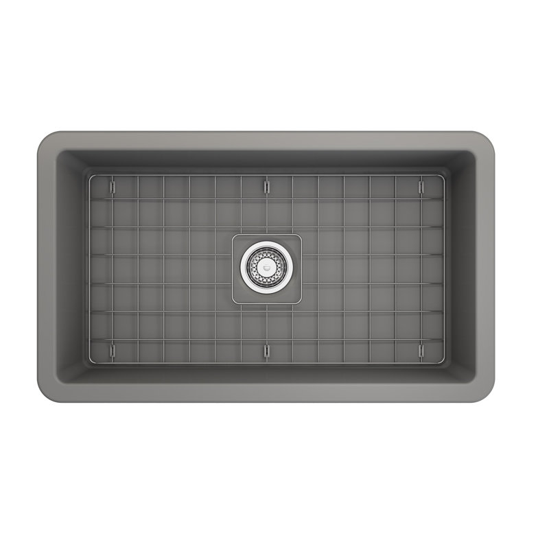32'' L Fireclay Kitchen Sink, Matte Gray