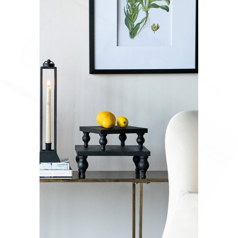 S/2 Black Wooden Square Risers