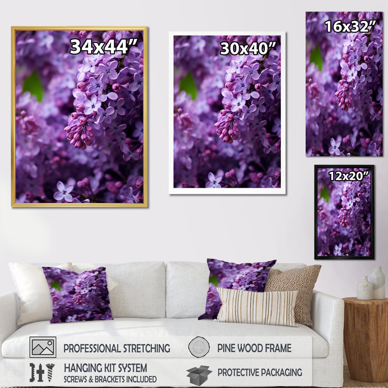" Purple Lilacs Fragrant Blossoms IV ", Wrapped Canvas, 32" H x 24" W x 1" D