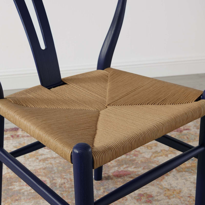 Chaise de salle à manger en bois Amish par Modway, Bleu minuit