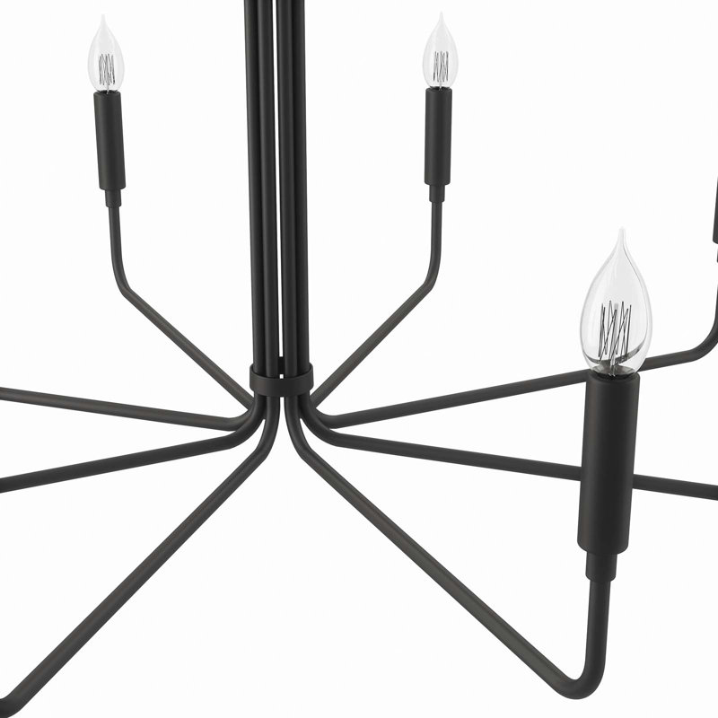 Rekindle Mid-Century Modern 8-Light Black Iron Chandelier