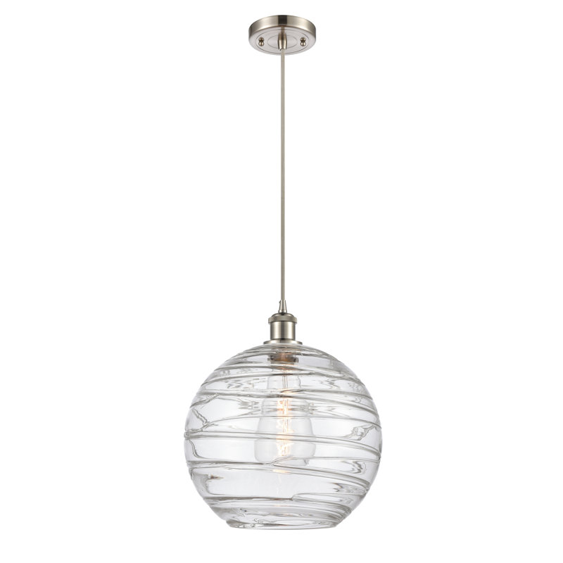 Mott 1 - Light Single Globe Pendant, Brushed Satin Nickel, 6 Watt Vinage LED Bulb