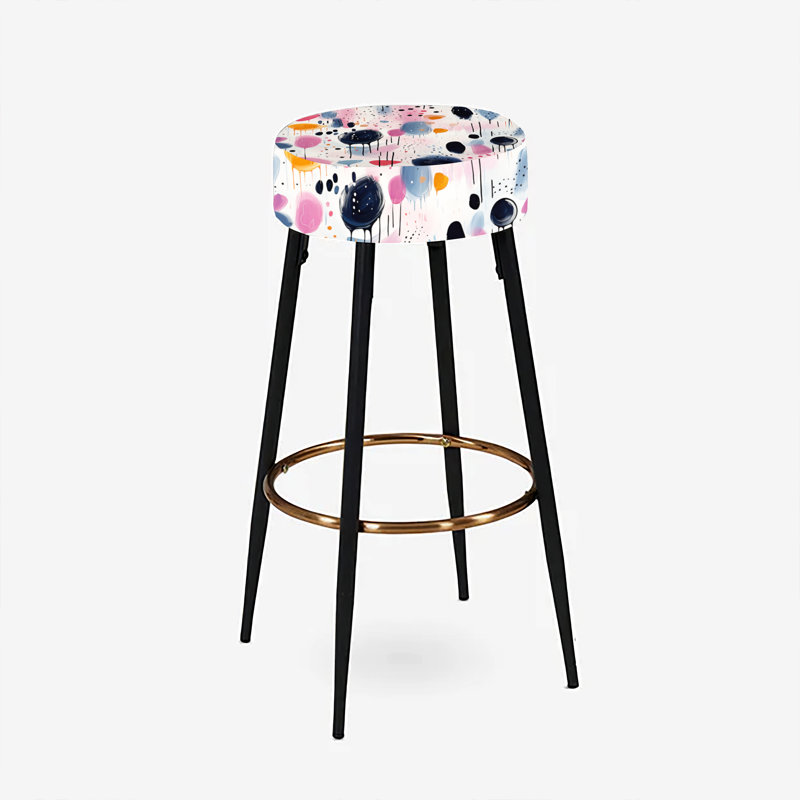 Ensemble de 2 tabourets de bar géométriques roses et beiges Harmony