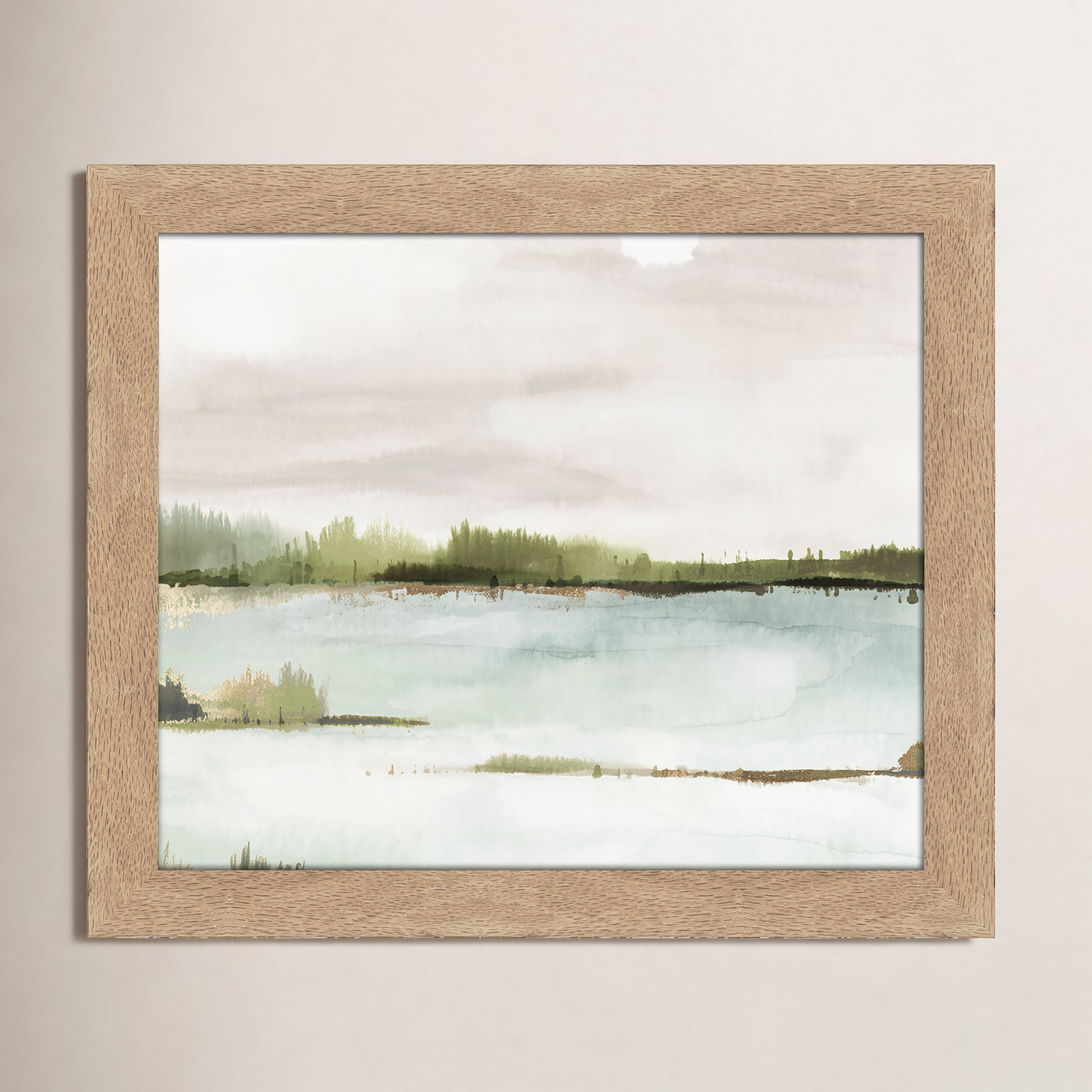 Adamsville "Silent Lake" Painting, 14" H x 16" W x 1.12" D, Natural Framed