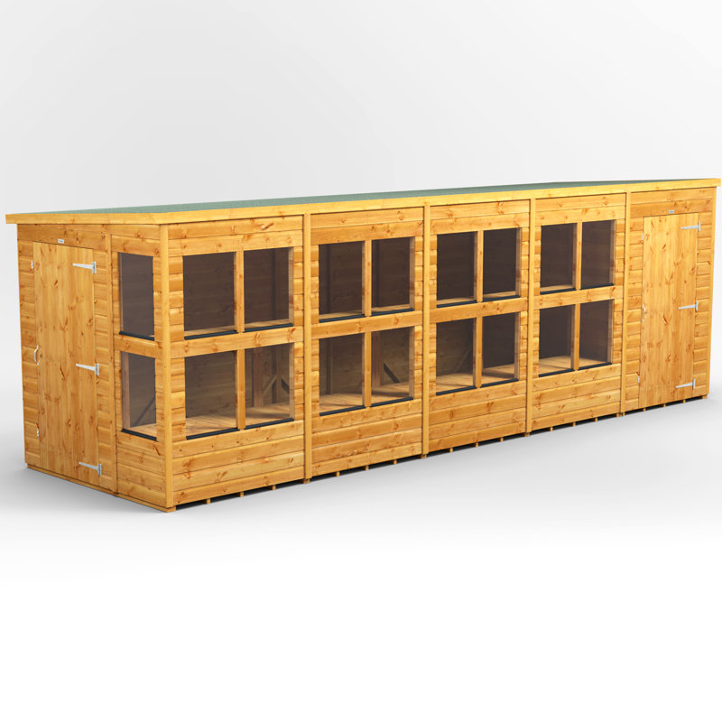 Powersheds 20 x 6ft Timber Tongue & Groove Pent Potting Shed Combi (includes 4ft Side Store)