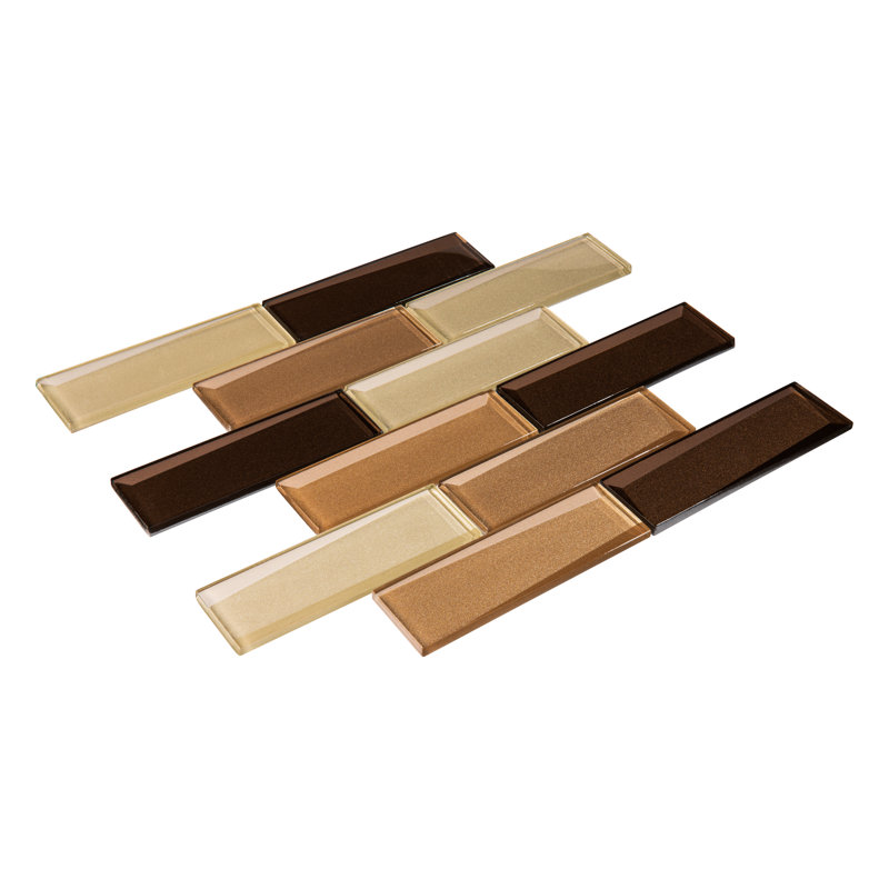 Daazen 2" x 6" Glass Mosaic Kitchen Backsplash, Bathroom, Shower, Wall and Floor Tile, Guchi