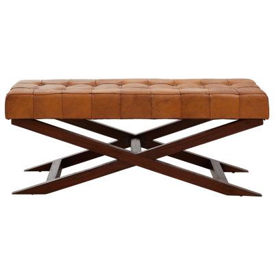Waylan Genuine Leather Upholstered Bench