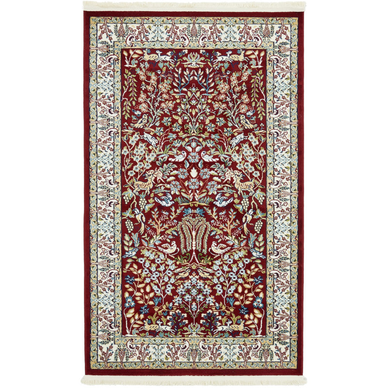 Tapis bleu Jackson Jackson, Burgundy, Rectangle 3 pi 1 po x 5 pi 3 po