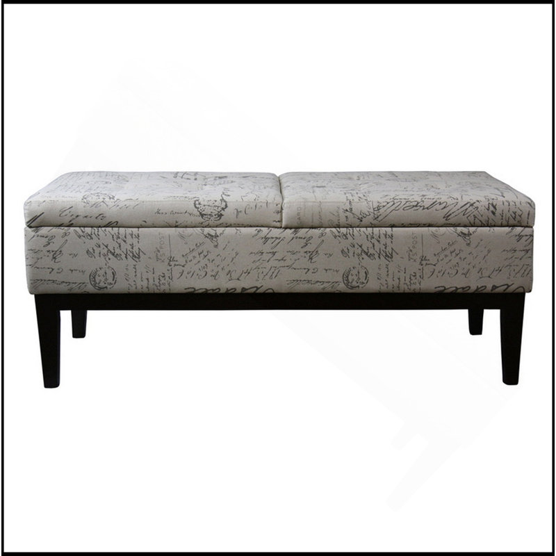 Elegant Tall Storage Bench With Dual Lift And Old-World Print, Ideal For Modern Living Spaces