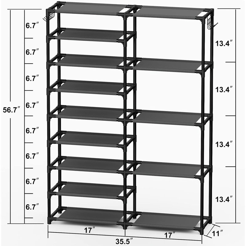Large Capacity 2 Rows Versatile Hooks Storage Boot Shelf 24-35 Pairs