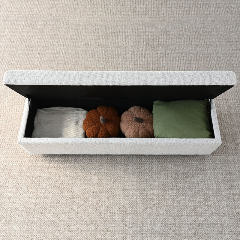 Banc de rangement rembourré 60 po Modern, Beige