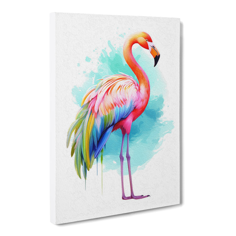 Flamingo Line No.4 - Wrapped Canvas, 60cm H x 40cm W x 3cm D