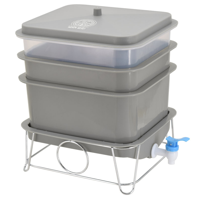 4 gallons Bac à vers en plastique, gris