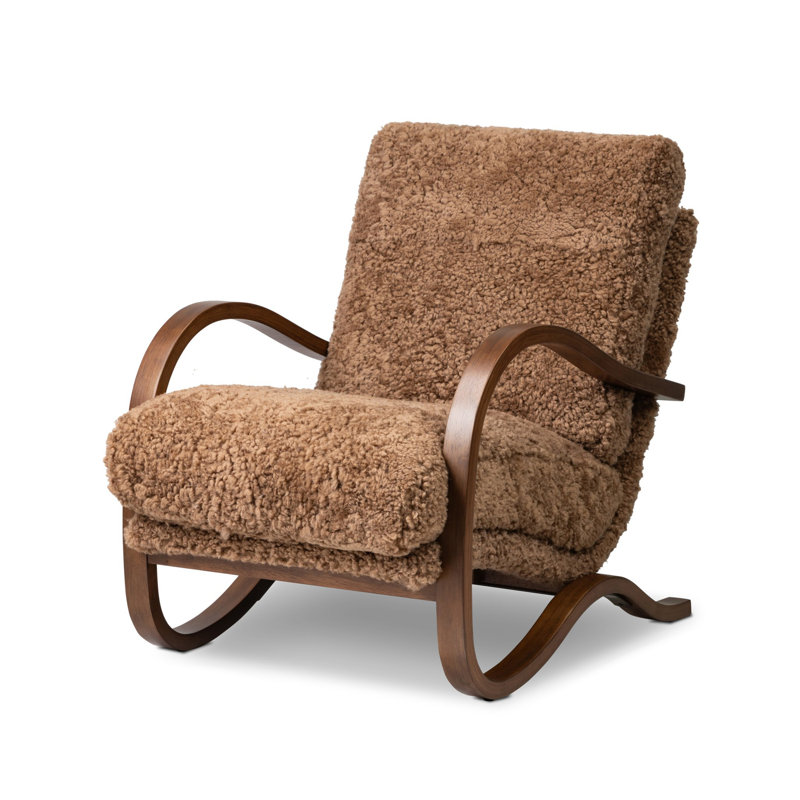 Fauteuil Parkhill, Parawood brun Terra, Shearling ambre