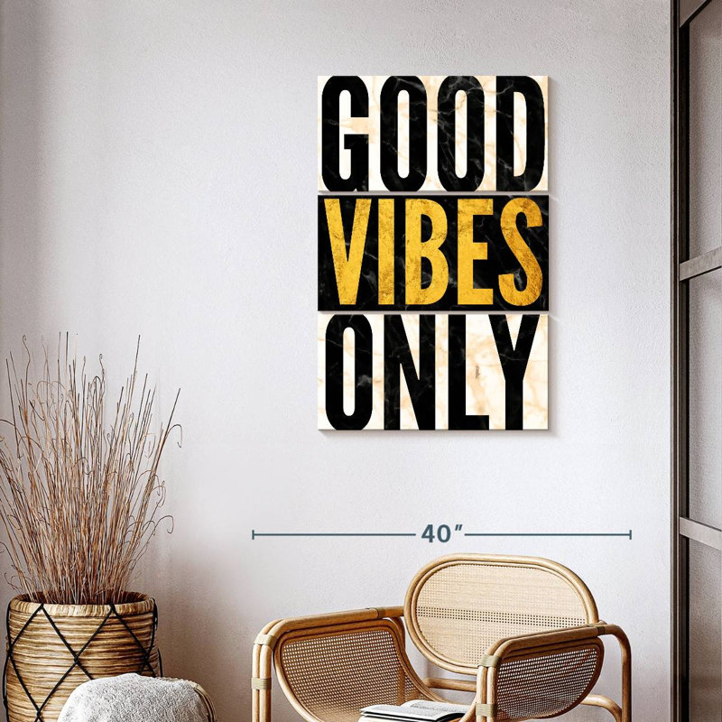 Ensemble de 3 pièces en marbre sur toile Good Vibes Only, H 24 po x l 38 po x P 1,25 po