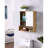 Wavy - Double Door White And Natural Wood Bathroom Wall Cabinet With Adjustable Inner Shelf, Bottom Quick Setup For Upgrade Function Expansion