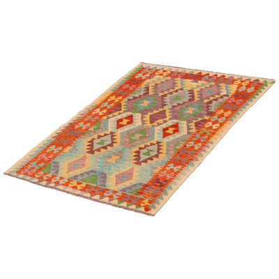 One-of-a-Kind 3'10" x 5'11" New Age Rectangle Wool Area Rug in Orange