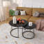Ensemble de tables basses gigognes 2P 27,6 po - Motif de marbre de bois, structure en métal - Noir-129581404