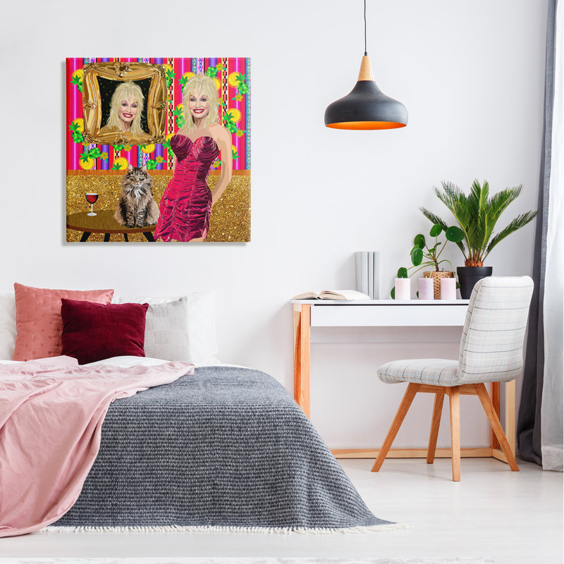 Célèbre chanteur de campagne blond, motif abstrait de jeu amusant par Lynnda Takos - impression, H 30 po x l 30 po x P 1,5 po
