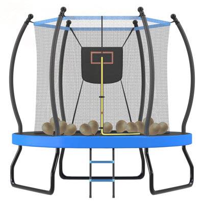 8FT Kids Trampoline with Basketball Hoop & Child-Friendly Design