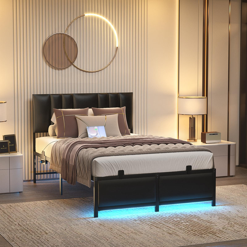 Lit plateforme tapissier Hamerton, Lit simple, Black