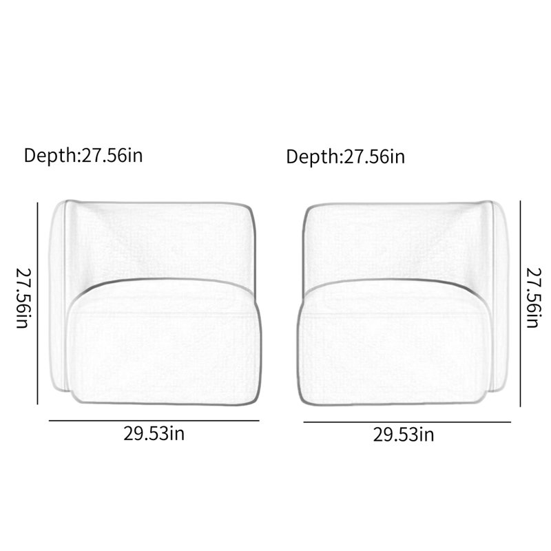 Canapé moderne minimaliste (ensemble de 2), Blanc / Blanc