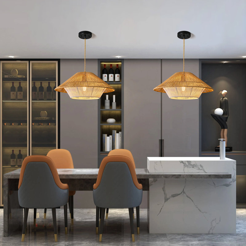 Lustre moderne en rotin 19,68 po, Bronze