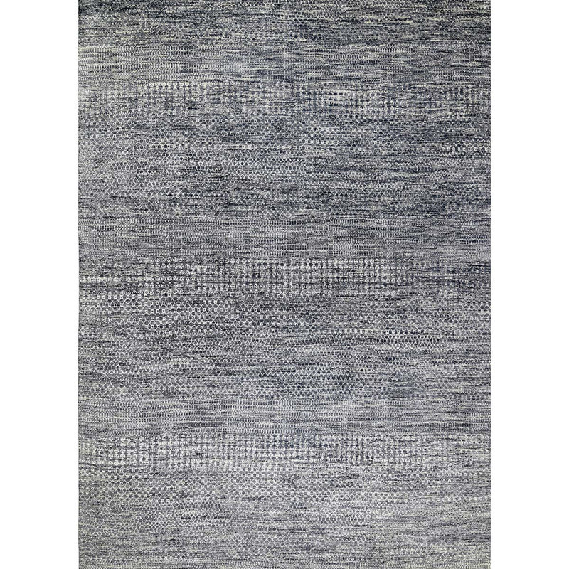 Tapis noué à la main en gris / blanc, Rectangle 12 pi x 15 pi