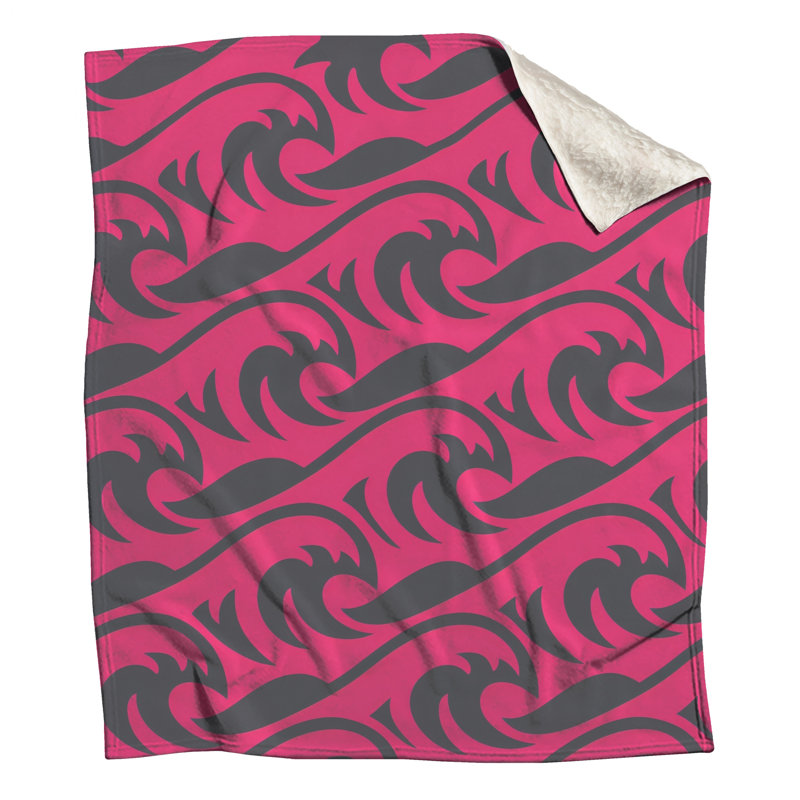 Pink Gray Wave Pattern Blankets, 50in W x 60in H