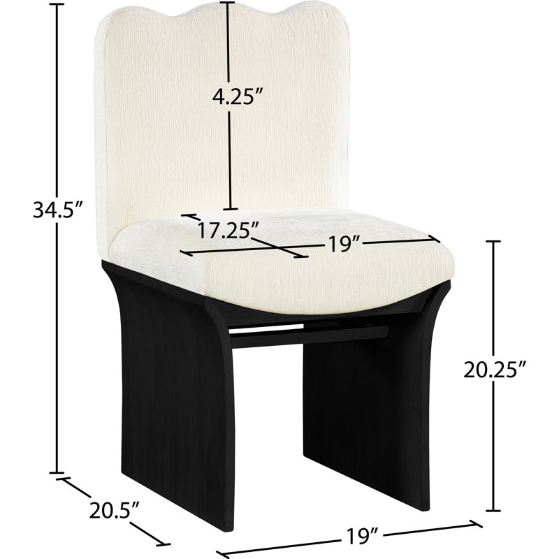 Chaise rembourrée Shaw Cassady, Tissu chenille crème, Noir, noir, noir, noir
