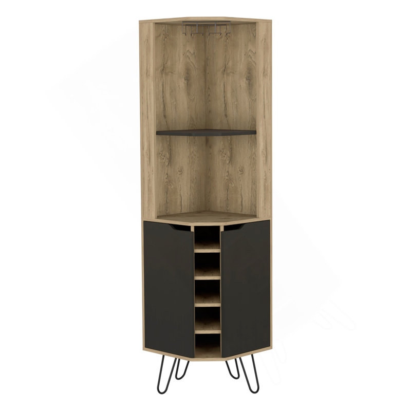 Armoire de bar Audra, six tablettes, quatre tablettes avec porte