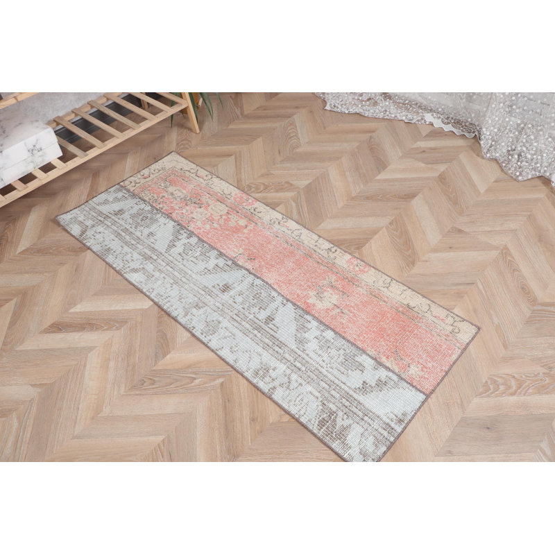Authentic Vintage Turkish Rug with Intricate Red Patchwork Design Ideal for Entryway Decor