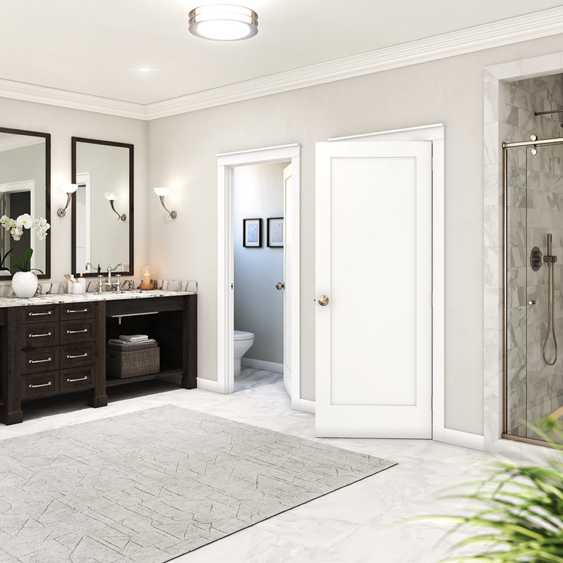 Primed White 80" x 36" Paneled Solid Wood Interior Door