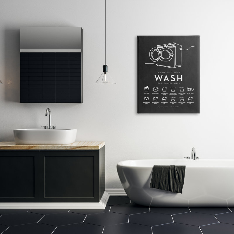 " Laundry Care Symbols Diagram Washing Machine Chart " by Lettered And Lined, 30" H x 24" W x 1.5" D