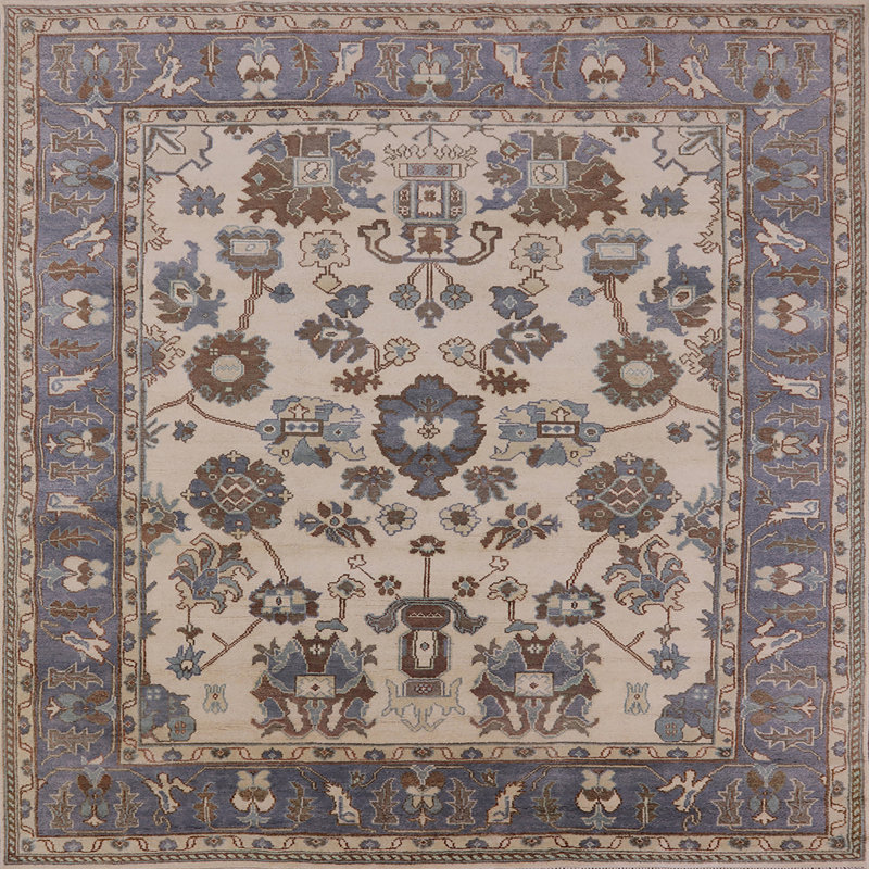 Tapis oriental beige Gannet, Carré 6 pi