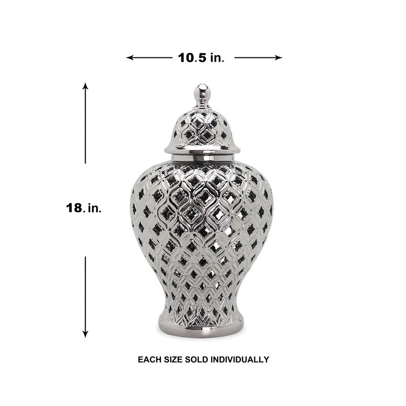 Ava Handmade Ceramic Ginger Jar, 18" H x 10.5" W x 10.5" D