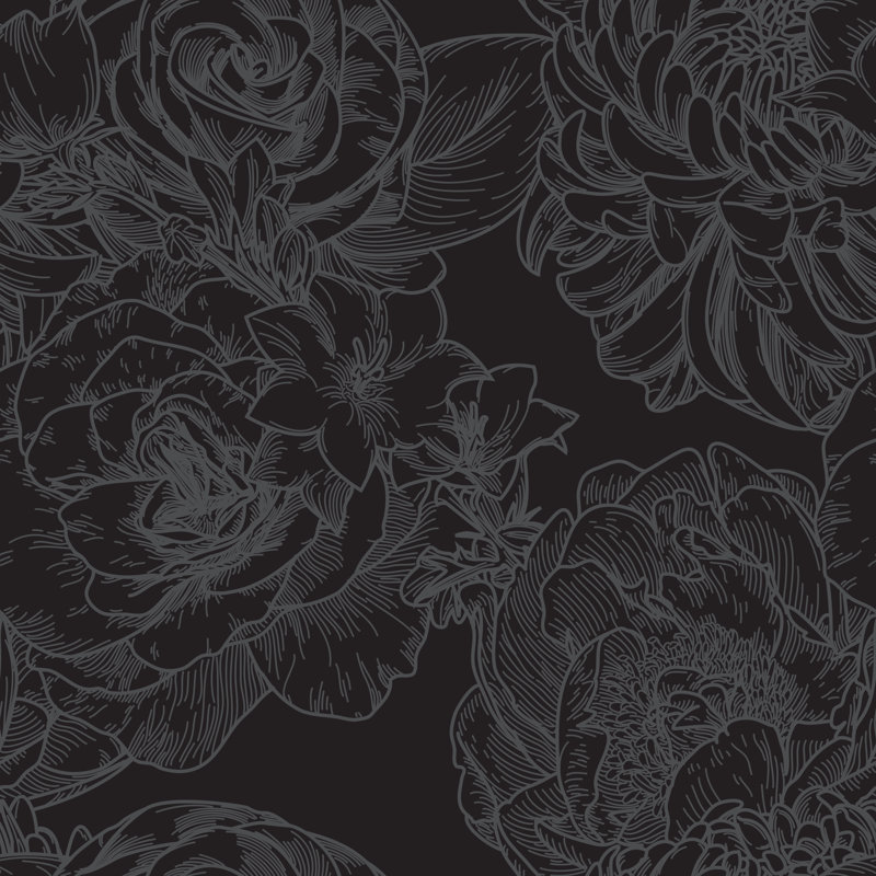 Dessin au trait Big Bloom par Samposnick, H 20 po x l 20 po
