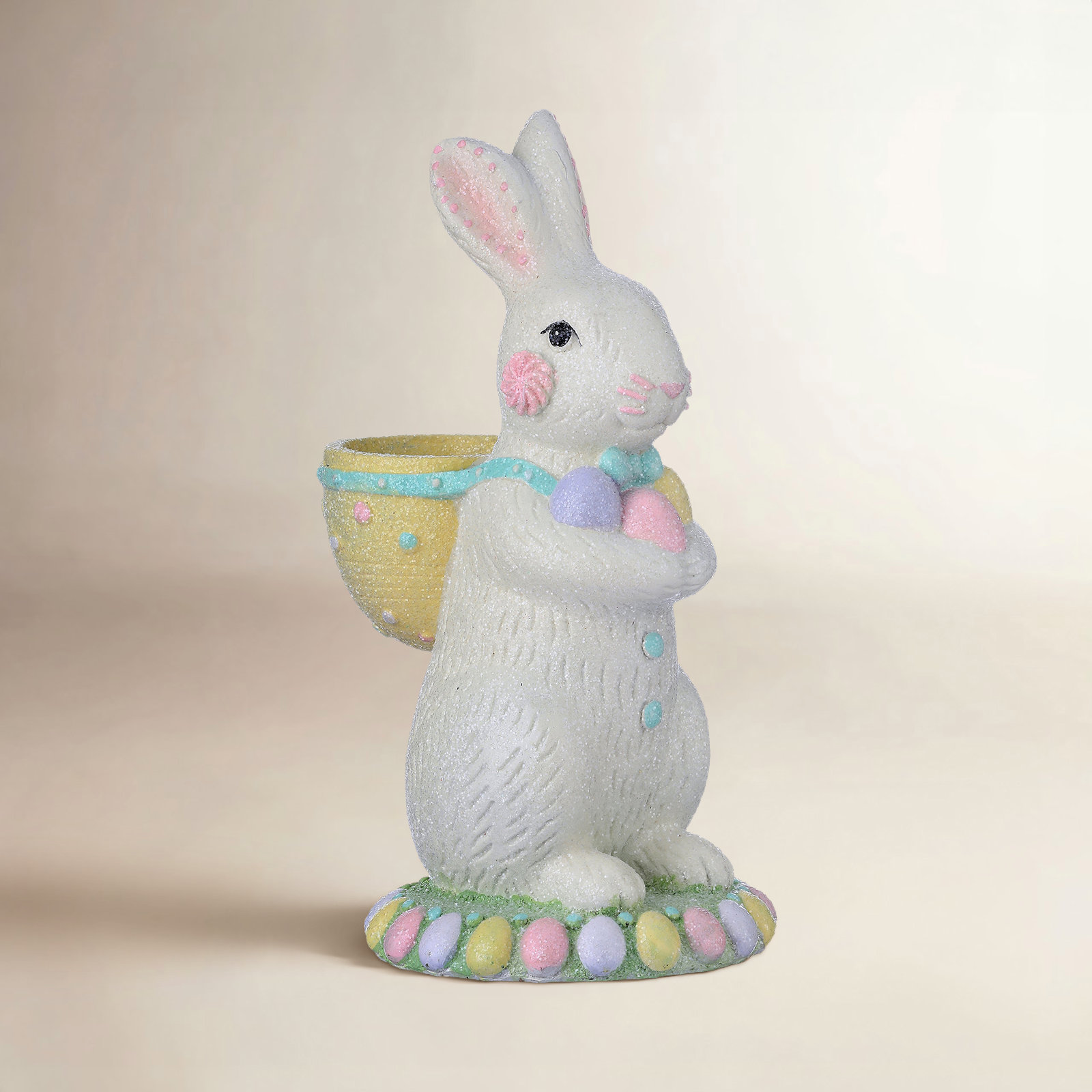 9" Resin Sugared Bunny With Basket