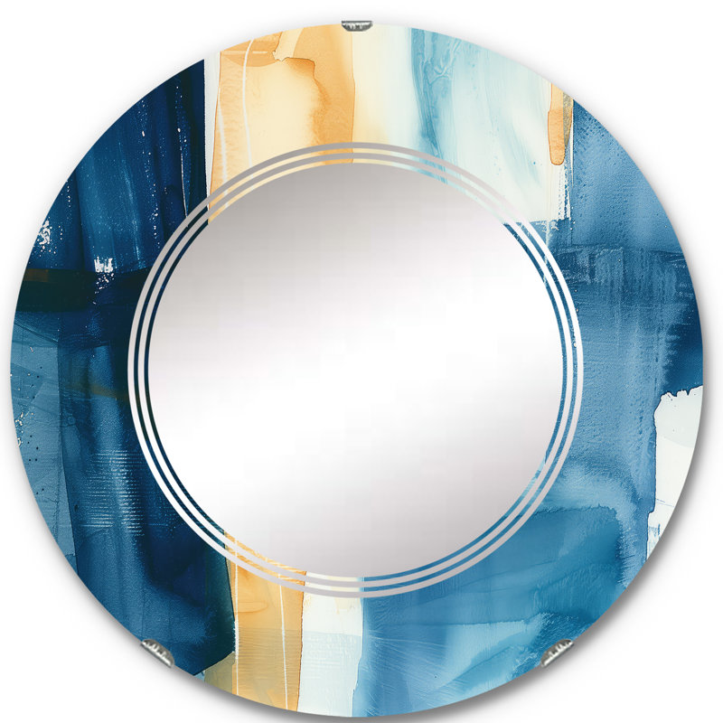 Panneau Indigo IV - Miroir moderne, H 23,6 po x l 23,6 po